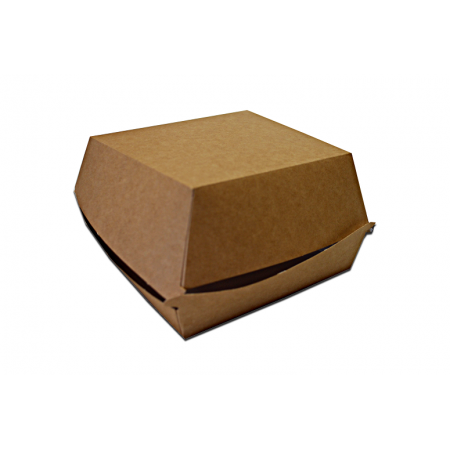 Pudełko hamburger mega, biało/brązowe, 150x150x80mm, bez nadruku, op. 100 sztuk
