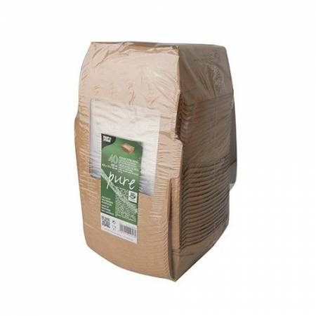 Pudełko brązowe sałatkowe 650ml 120x120x45mm PURE biodegradowalne op. 40 sztuk