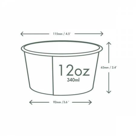 Pojemnik papierowy zupa 340ml op.25szt. śr.11,5x(h)6,2cm, powleczony PLA (k/20)