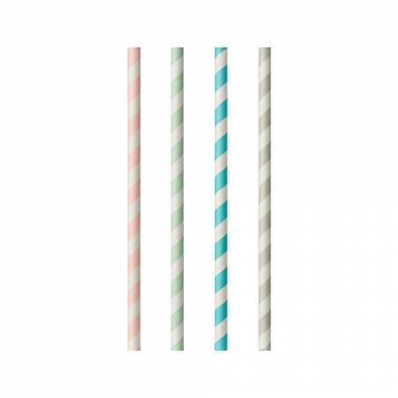 Słomki papierowe średnica 6mm "Stripes mix" długość 20cm kolorowe paski op. 100 sztuk
