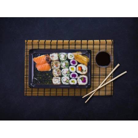 Sushi set "4" z pokrywką 21,2x13,8x4cm VEGWARE 100% biodegradowalne op. 100 kpl.