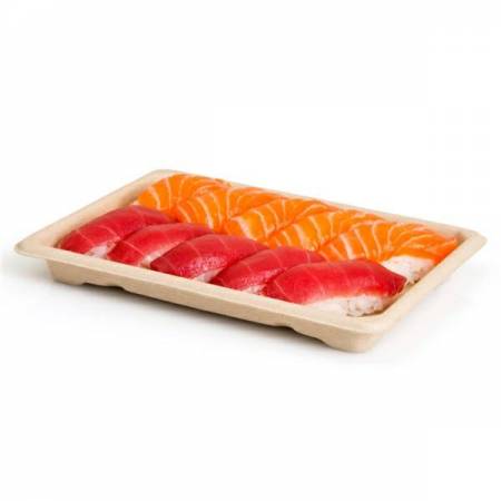 Sushi Box 3 tacka z trzciny 18,5x13x1,5 op.50szt., naturalny, biodegradowalny (k/16)