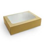 Pudełko na kanapki kraft, okno PLA op.50szt., 310x225x82mm, biodegradowalne